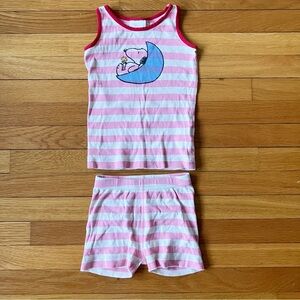 Hanna Andersson Pink Striped Snoopy Peanuts Summer Cotton Tank Pajamas 100 4